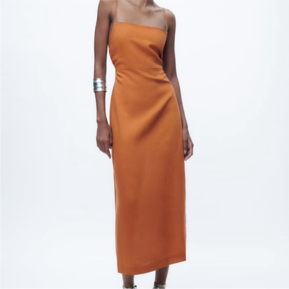 NWT Zara Linen Blend Midi Dress - Small